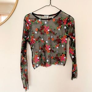 Urban outfitters floral mesh long sleeve